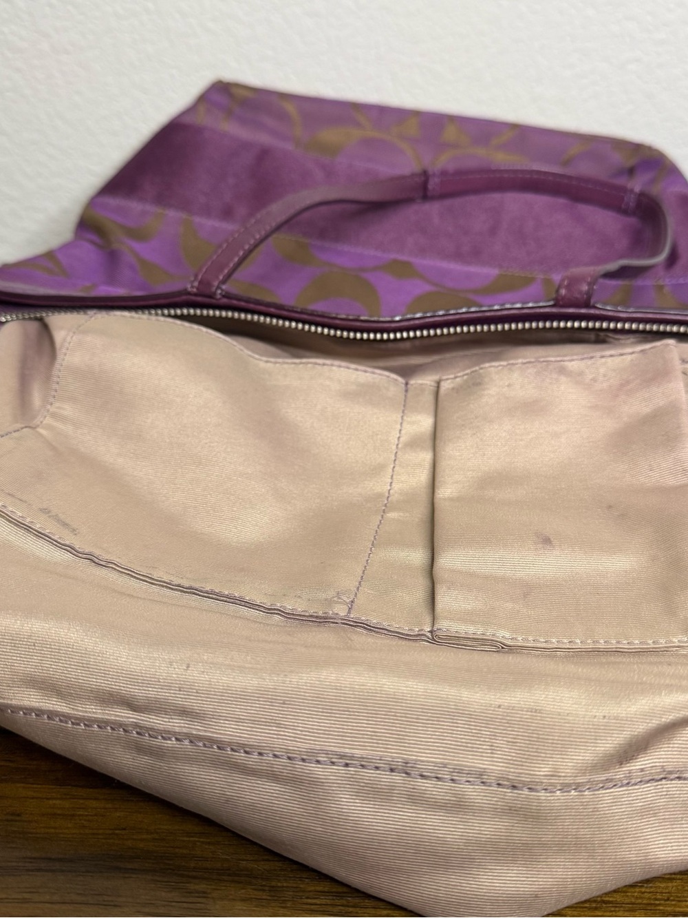 Coach Purple Canvas Tote with Leather Trim F1028 F15112 - Picture 12 of 15